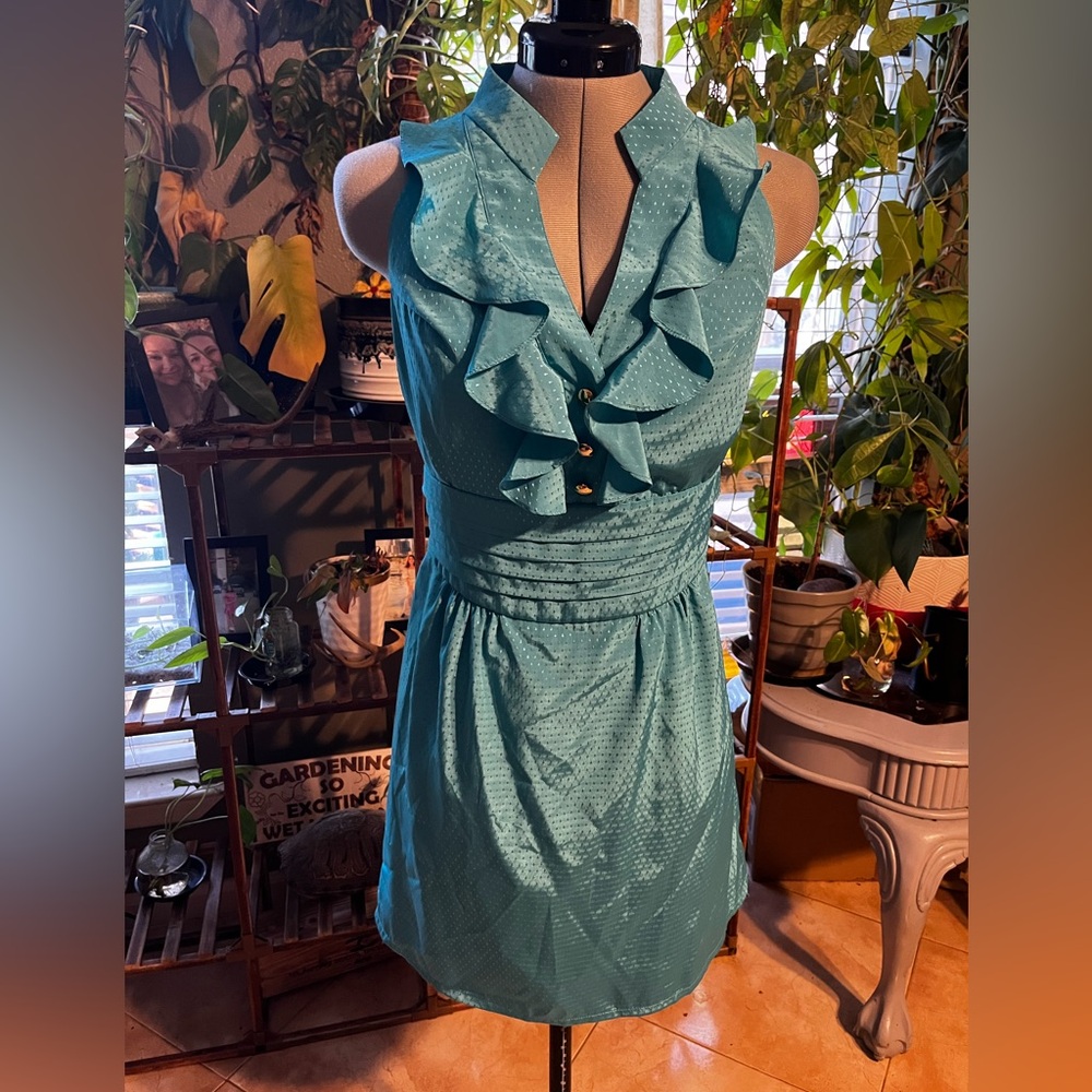 Gianni Bini Teal Ruffle Mini Dress